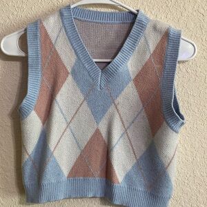 Romwe Pink and blue checkered vest top